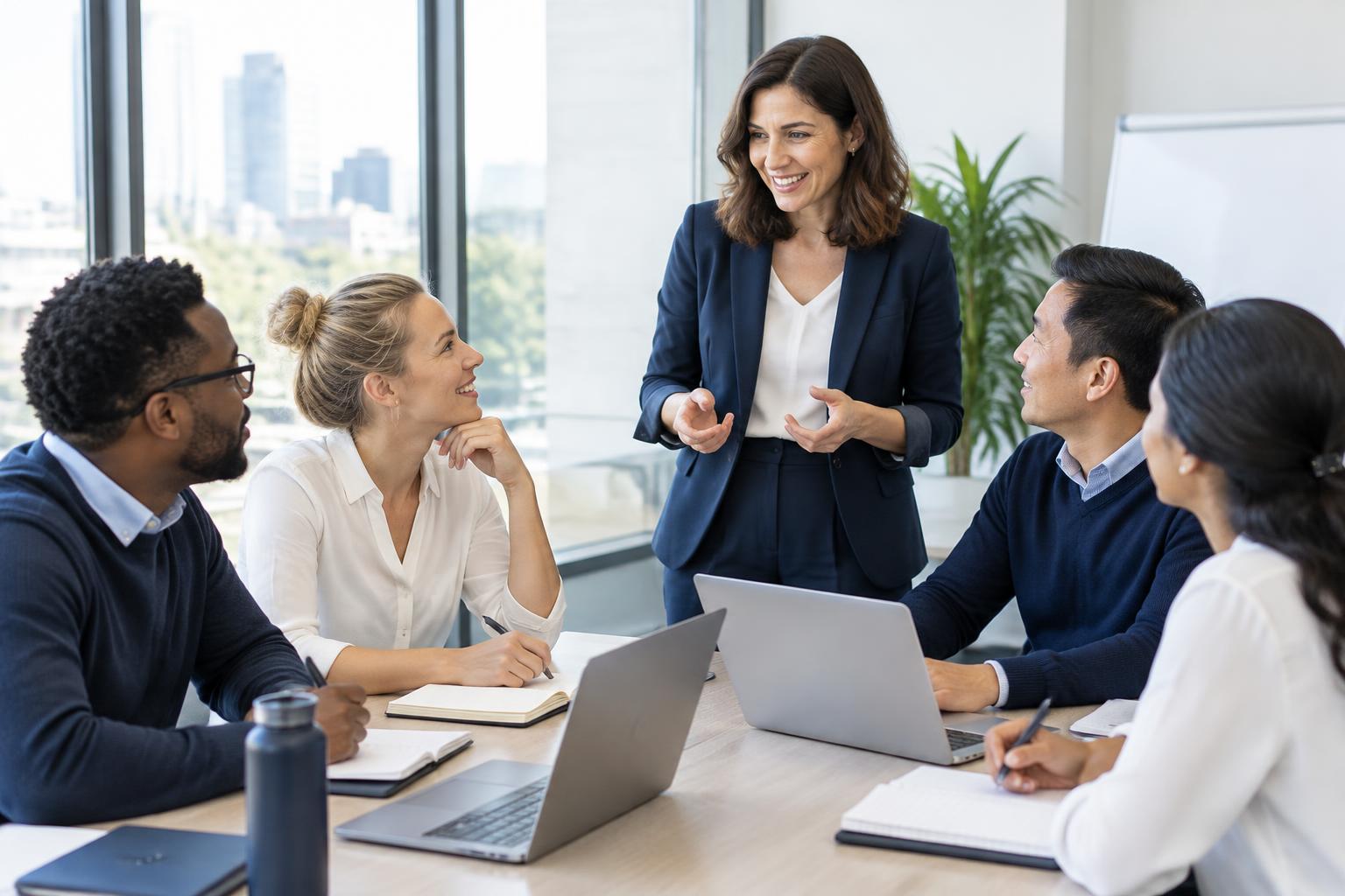 Professionals collaborating during a facilitated training workshop